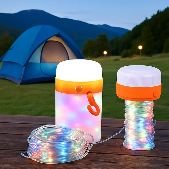 Dual Color Camping Light colorful string night light, USB rechargeable, portable tent, fairy light